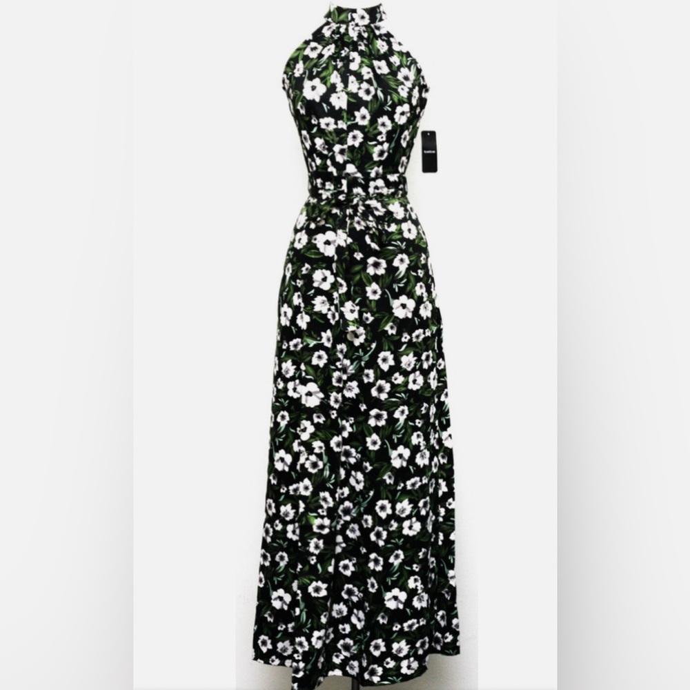BEBE Black and White Halter Sundress for Wedding Guest